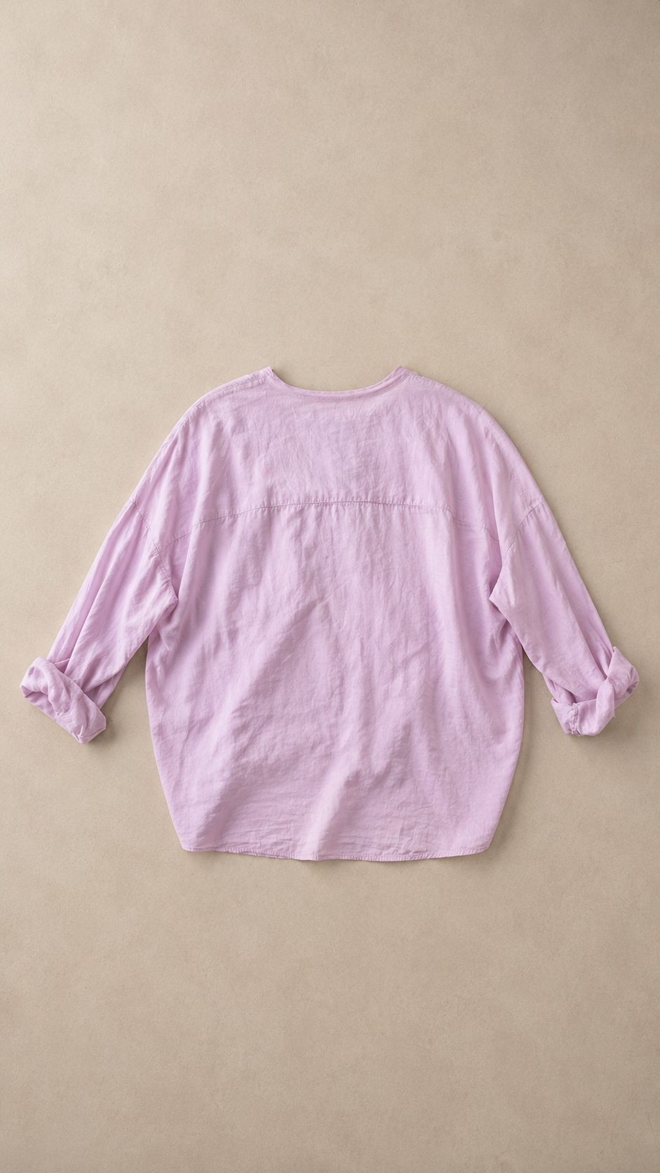 Camicia di cotone collo coreana con nodino rosa