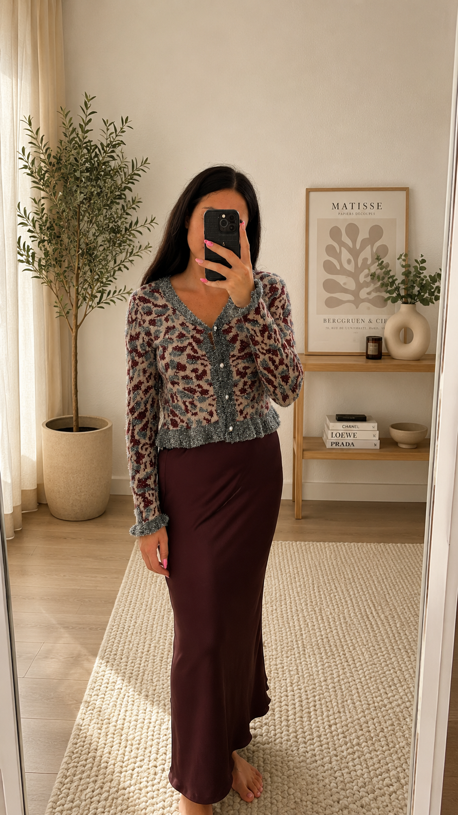 Cardigan lurex argento/bordeaux