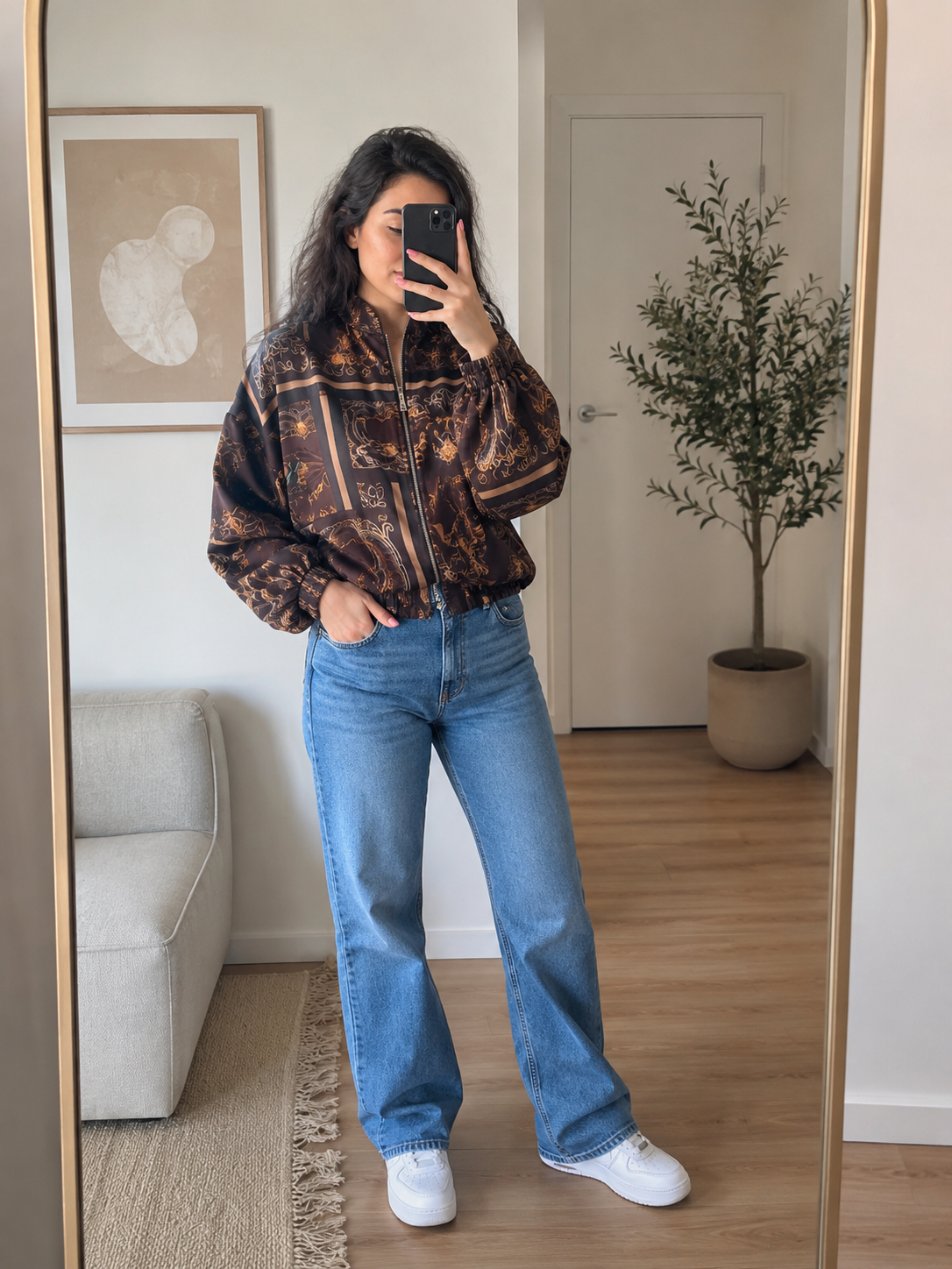 Giacca bomber satinata marrone