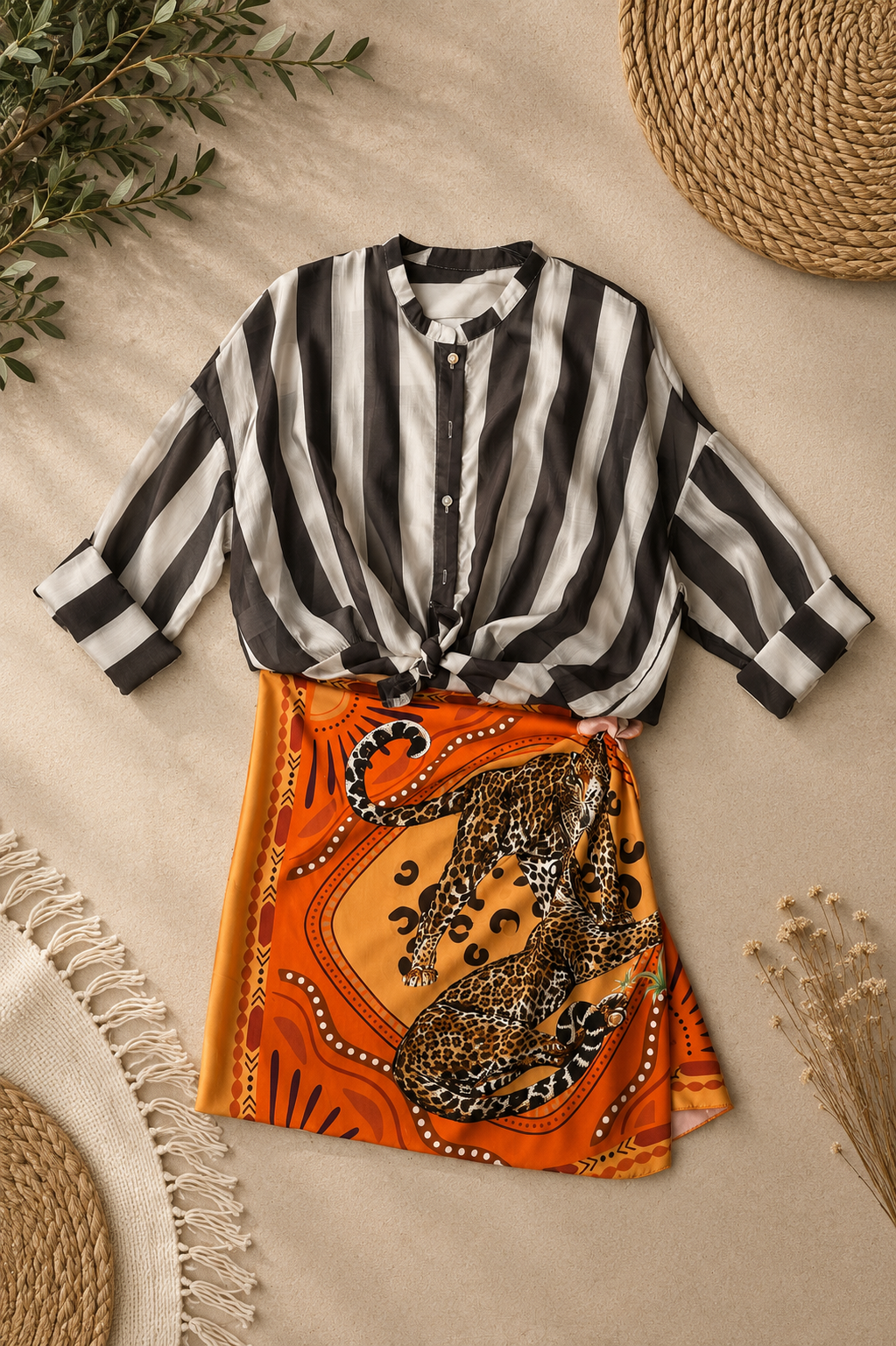 Gonna pareo con nodo laterale arancio