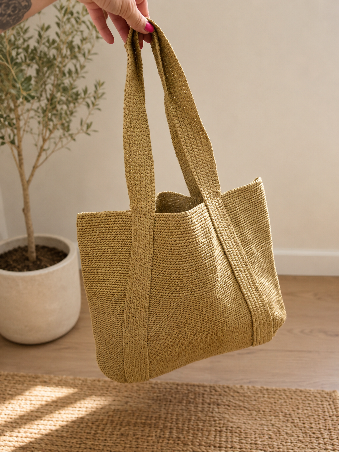 Shopper crochet sabbia