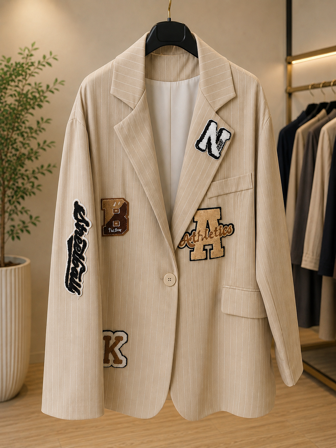 Blazer gessato beige