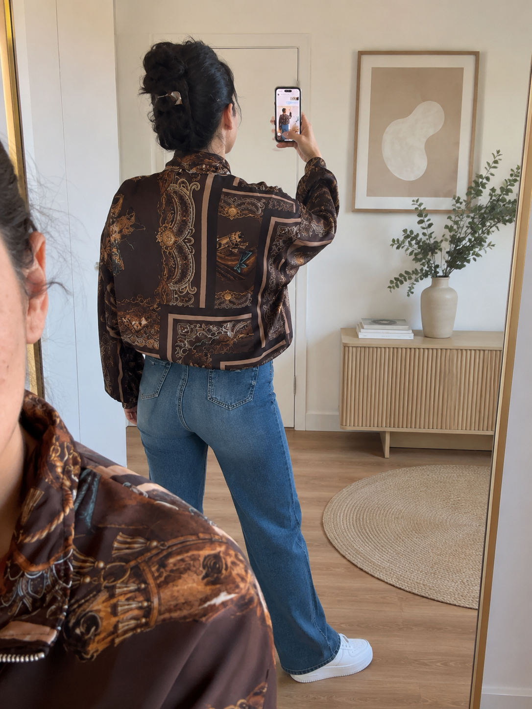 Giacca bomber satinata marrone