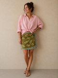 Camicia di cotone colletto con nodino rosa