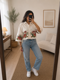 Camicia bianca con stampa flower