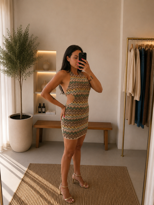 Abito mini crochet cut out