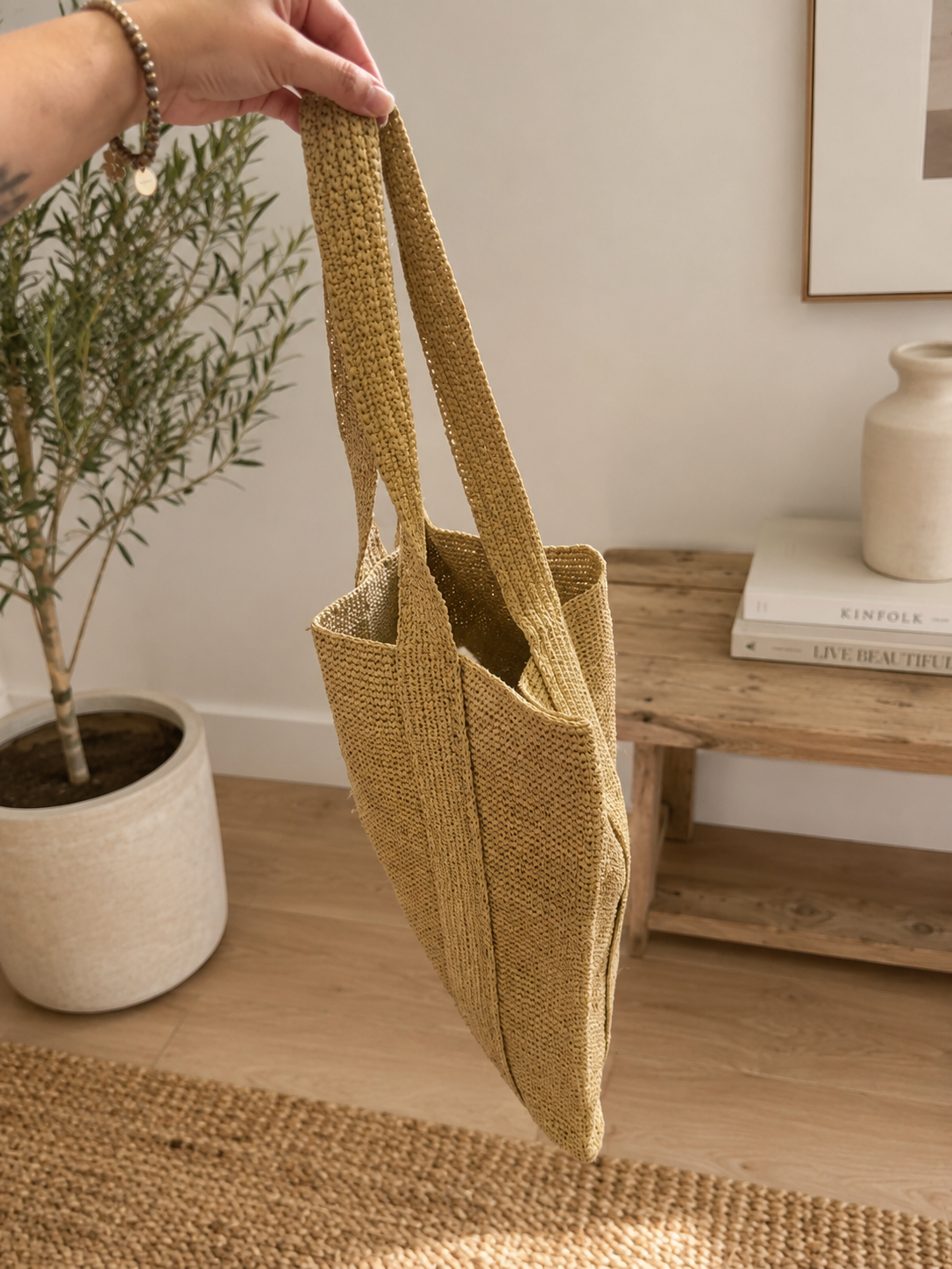 Shopper crochet sabbia