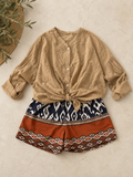 Shorts fantasia blu e tabacco
