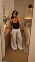 Pantalone largo Lino bianco