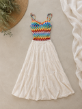 Gonna a balze in cotone panna