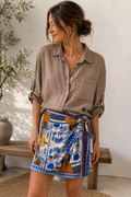Camicia di lino con taschino corta