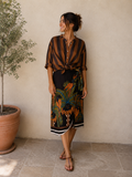 Camicia a righe con nodino marrone  e ruggine