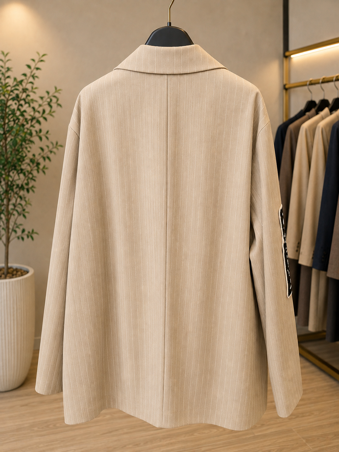 Blazer gessato beige
