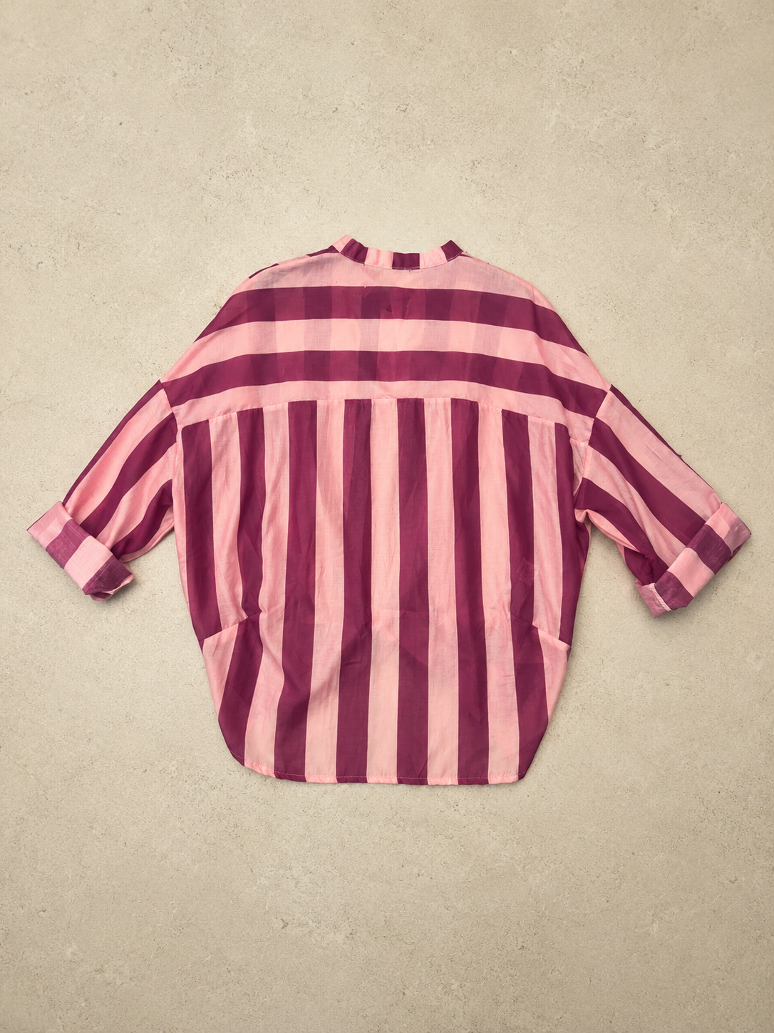 Camicia righe con nodino fucsia