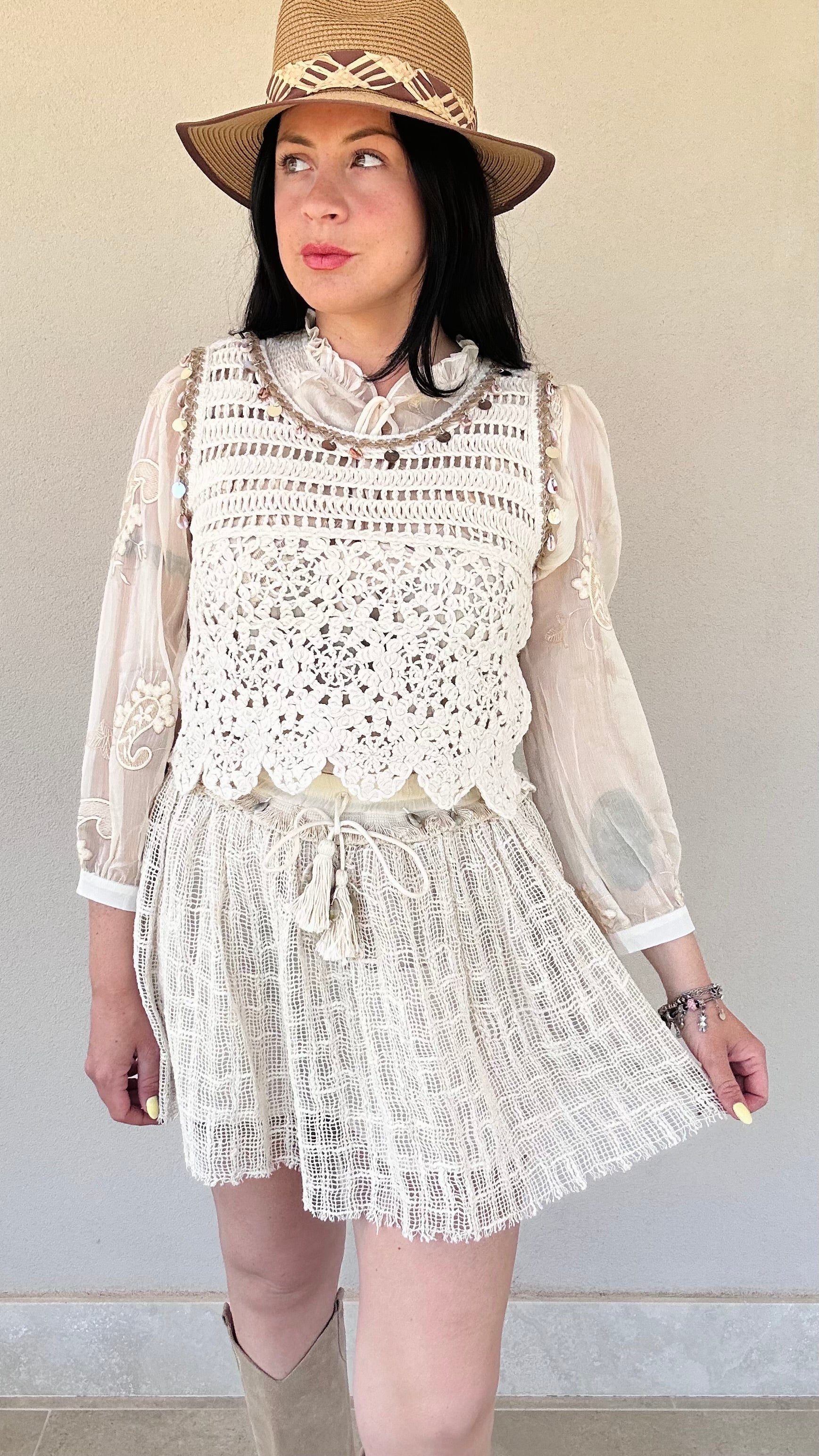 Gonna Crochet Boho Avorio