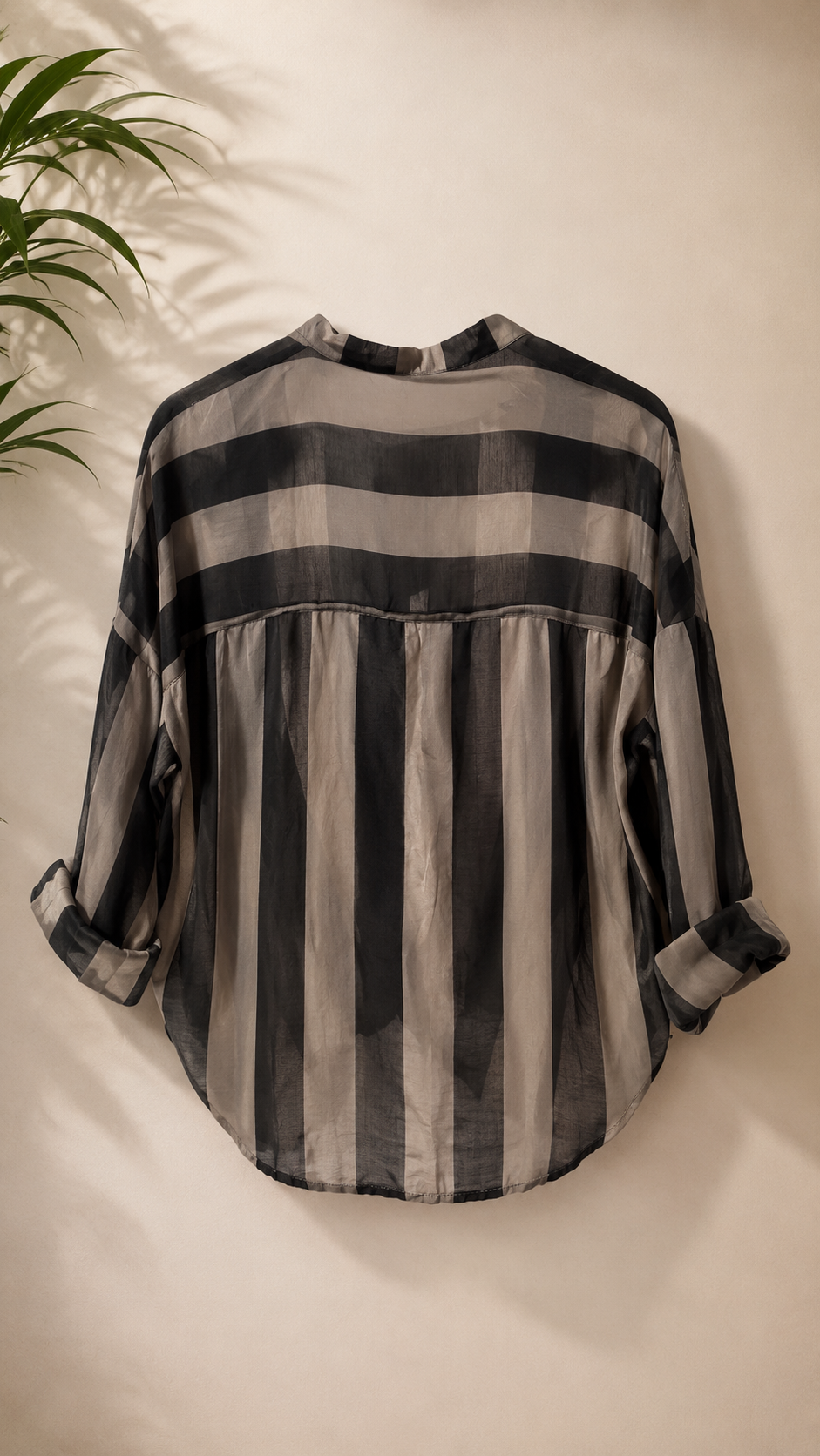 Camicia a righe con nodino beige