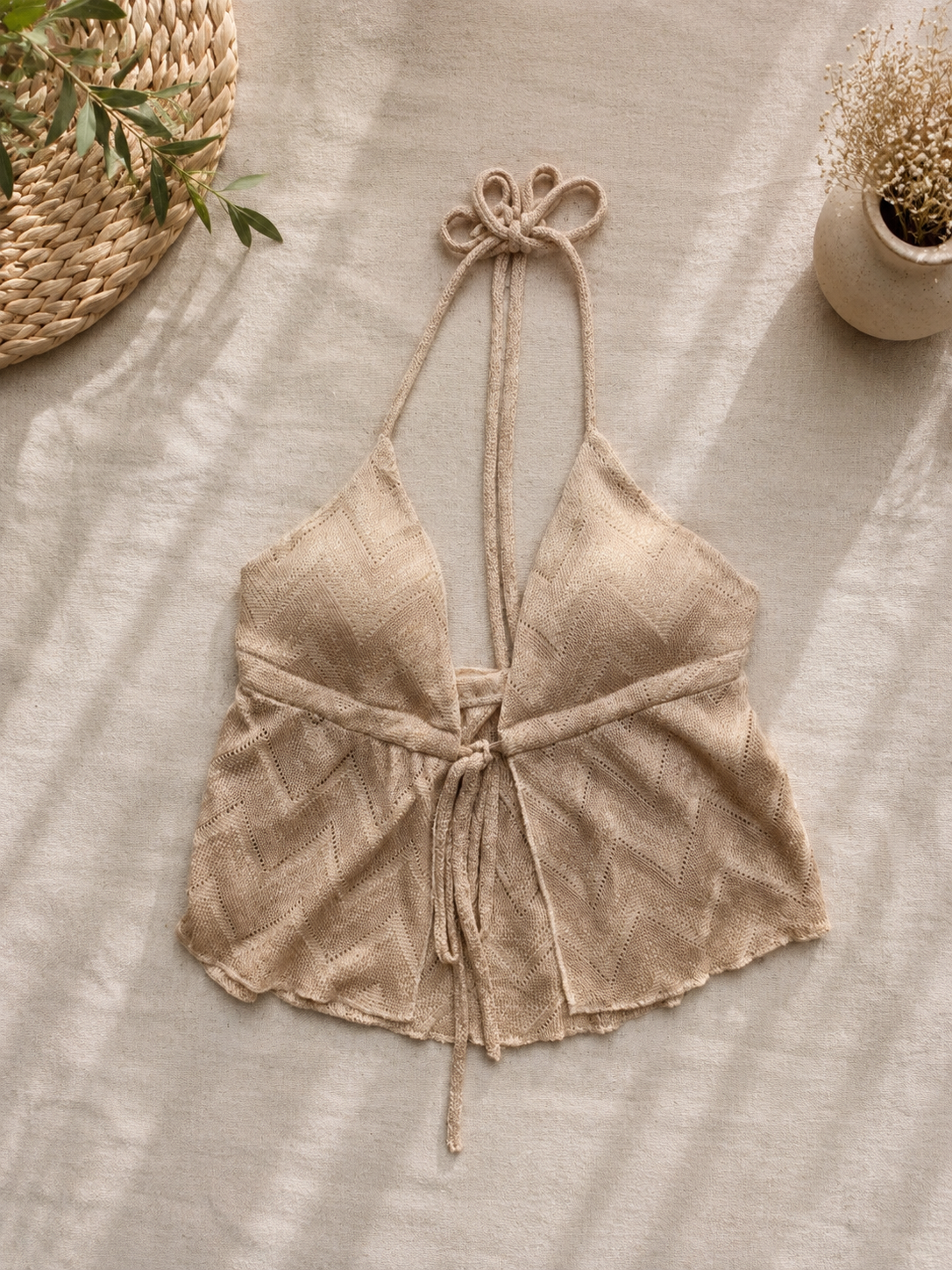 Top lurex legato al collo