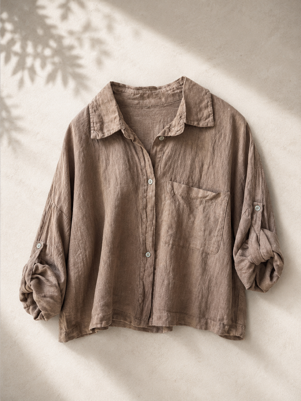 Camicia di lino con taschino corta