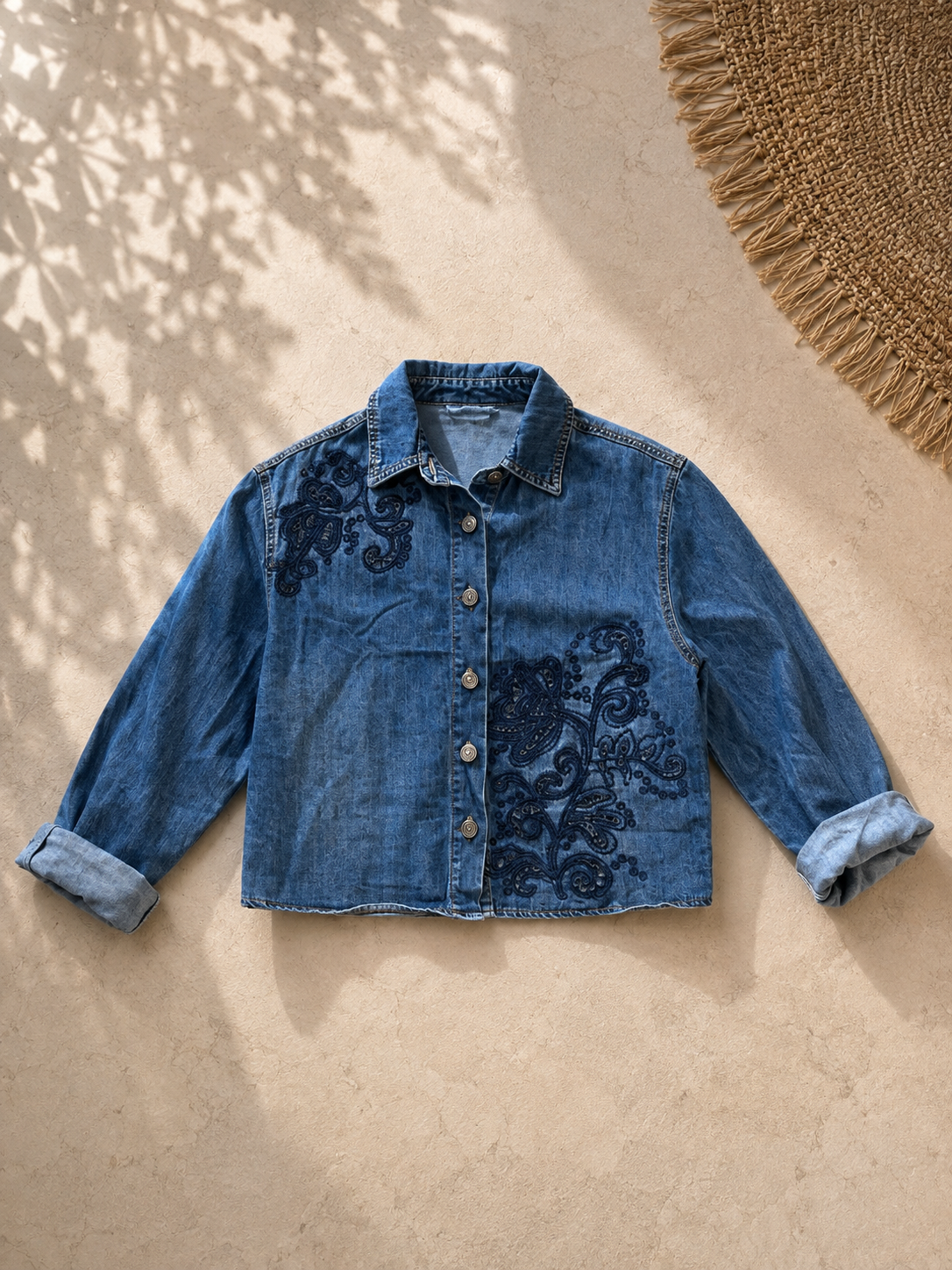 Giacca Jeans Ricamo Blu