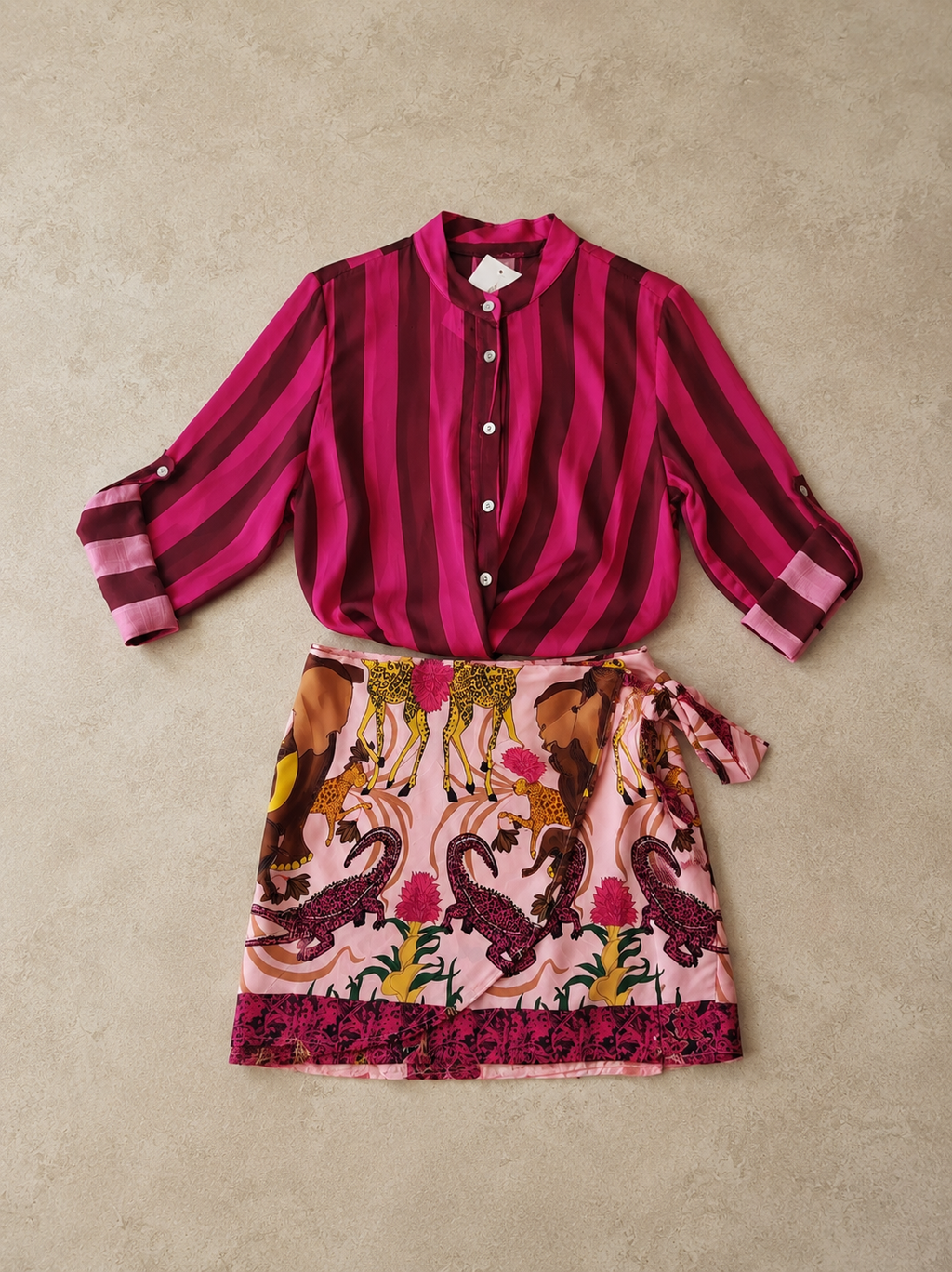 Camicia a righe bordeaux