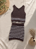 Gonna corta crochet marrone e bainca