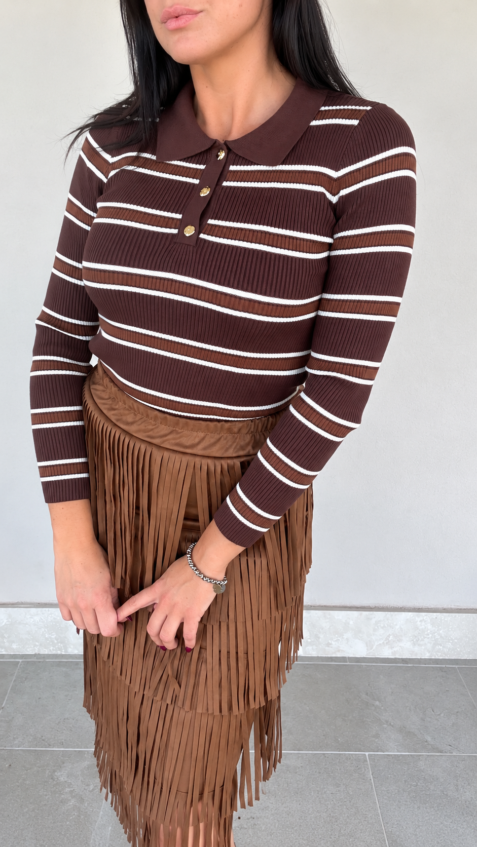 Maglia polo a costine