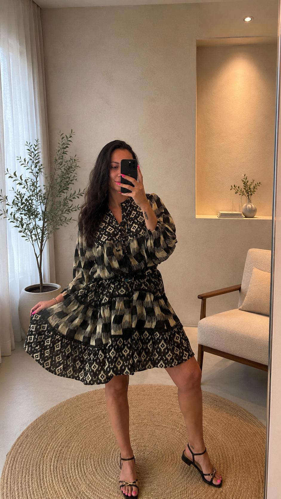 Abito Mini Ikat Nero