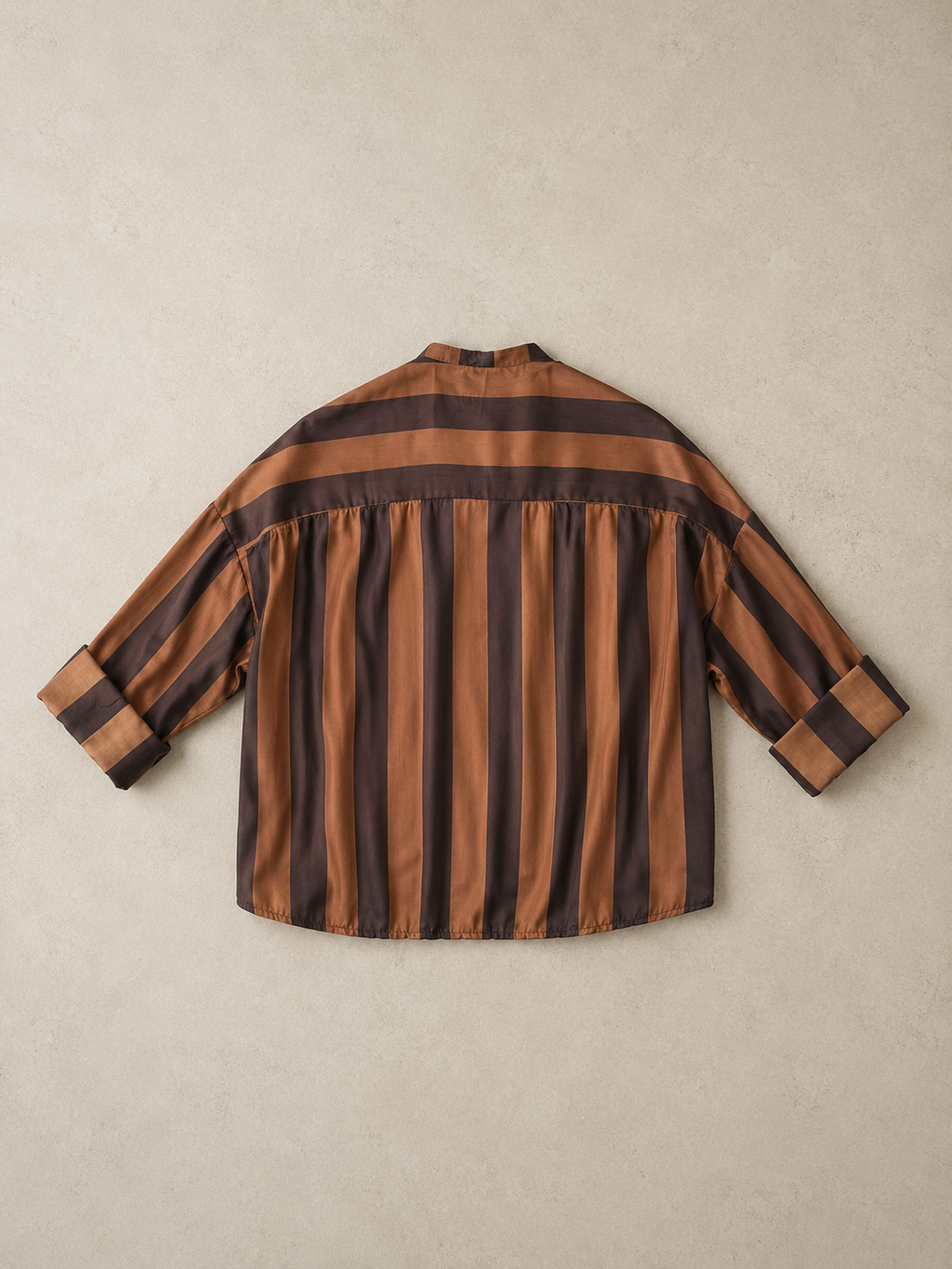 Camicia a righe con nodino marrone  e ruggine