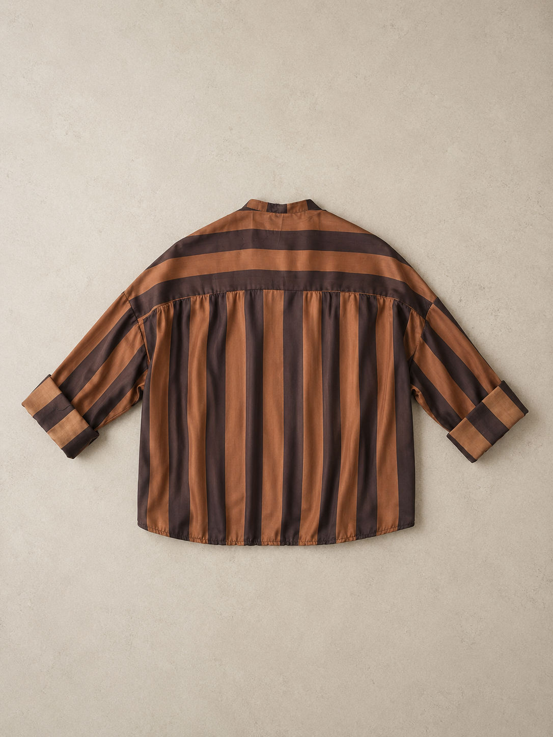 Camicia a righe con nodino marrone  e ruggine