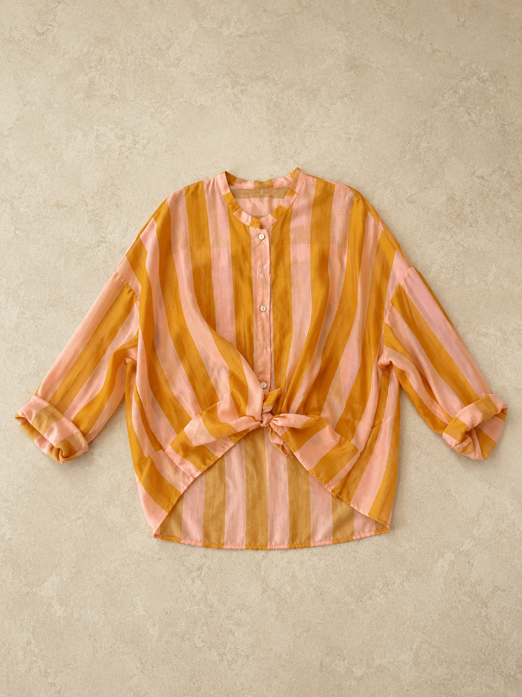 Camicia a righe con nodino gialla