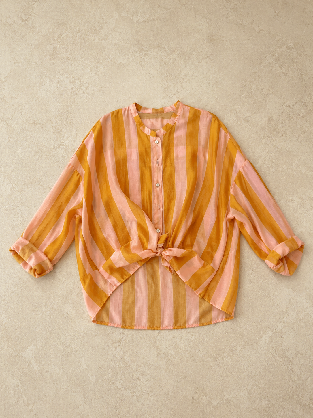 Camicia a righe con nodino gialla