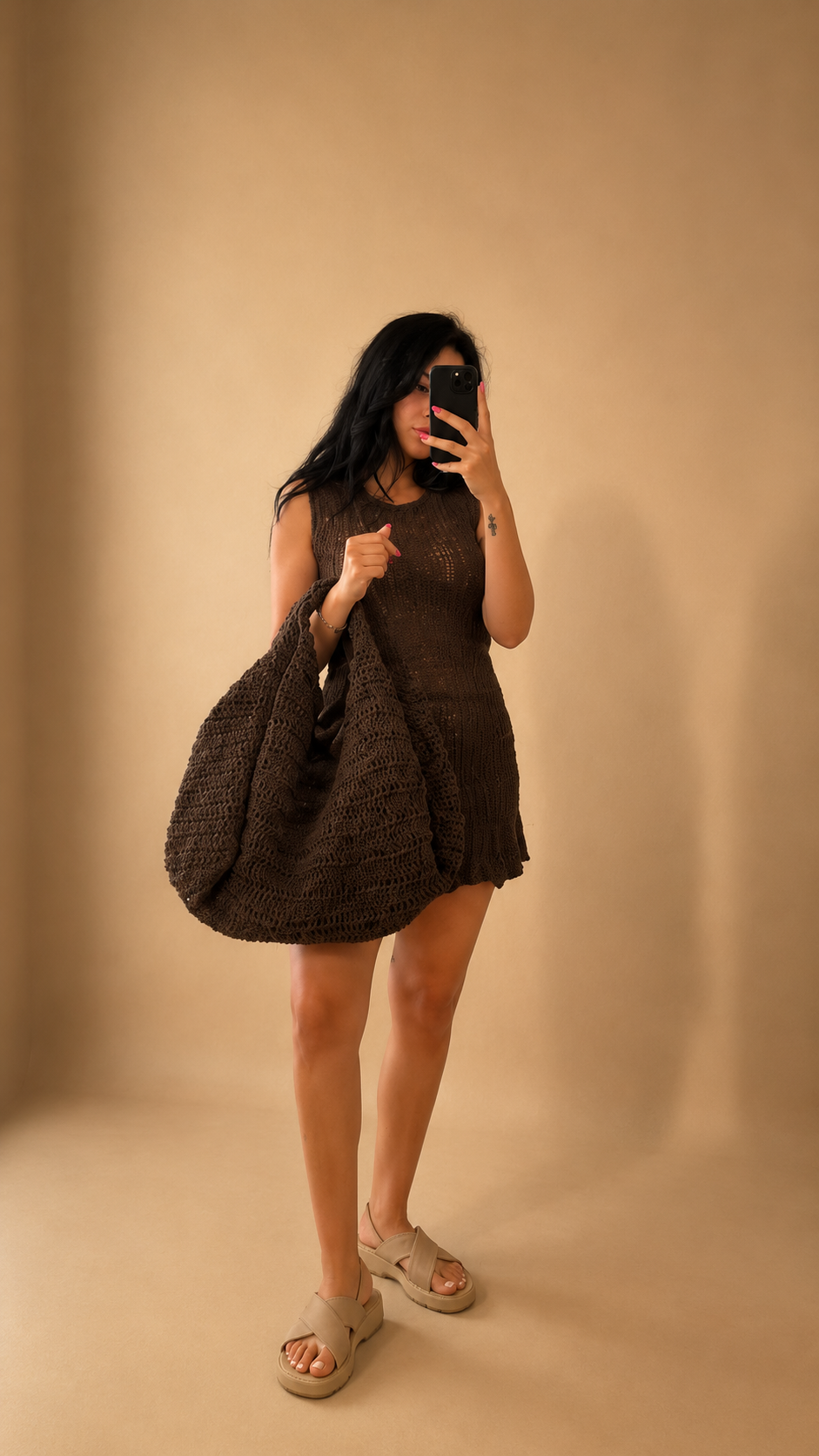 Borsa crochet big con manico rigido