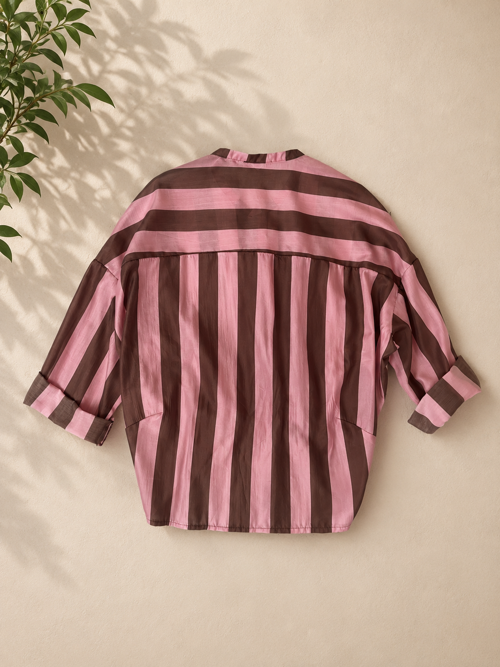 Camicia a righe con nodino pink