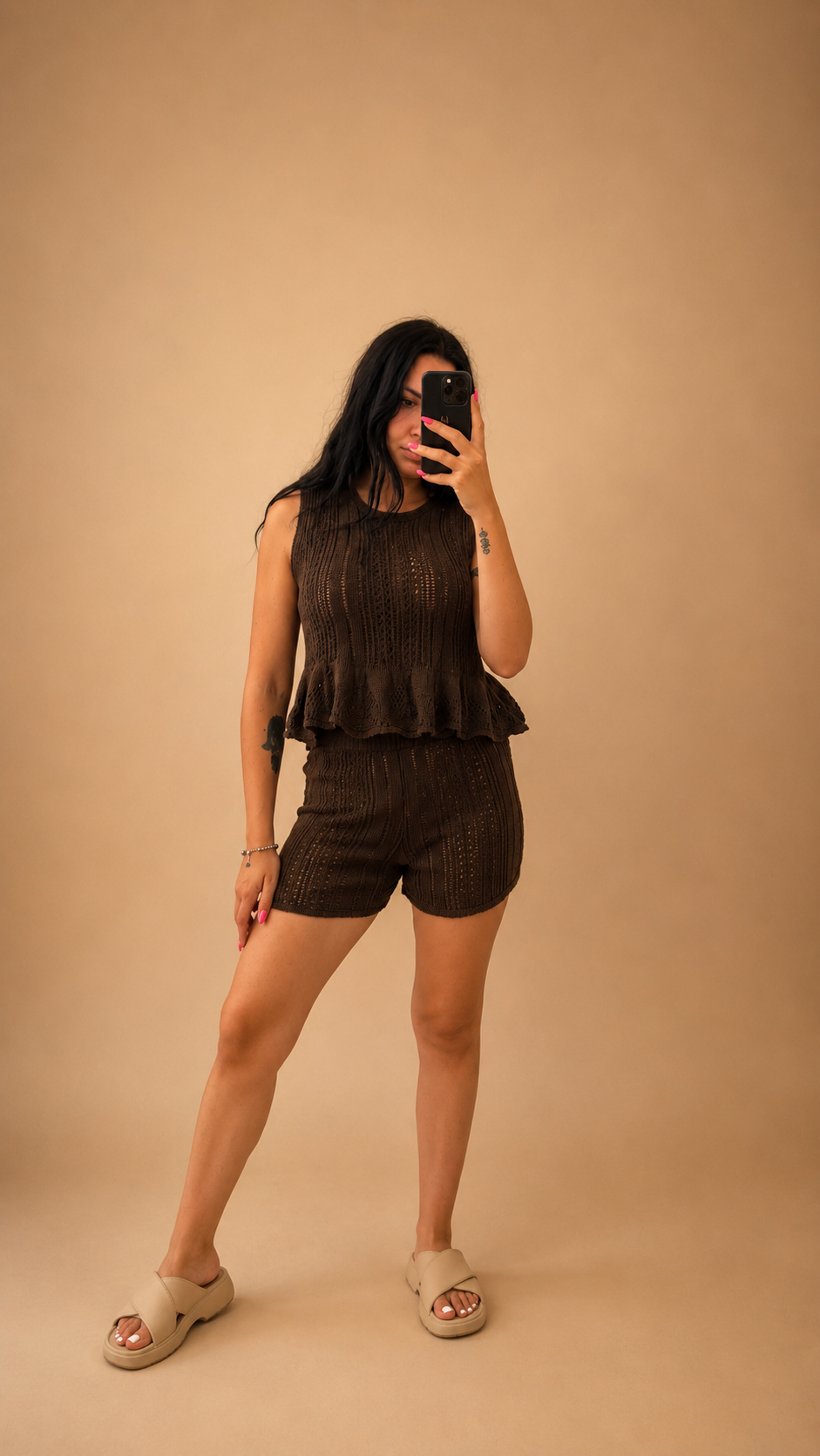 Top+shorts traforato