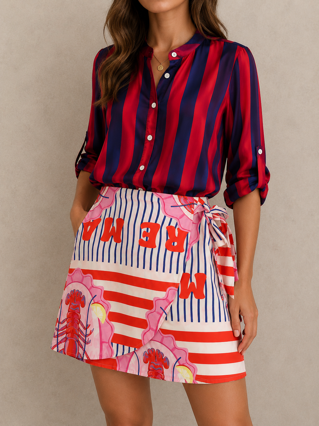 Camicia a righe blu navy