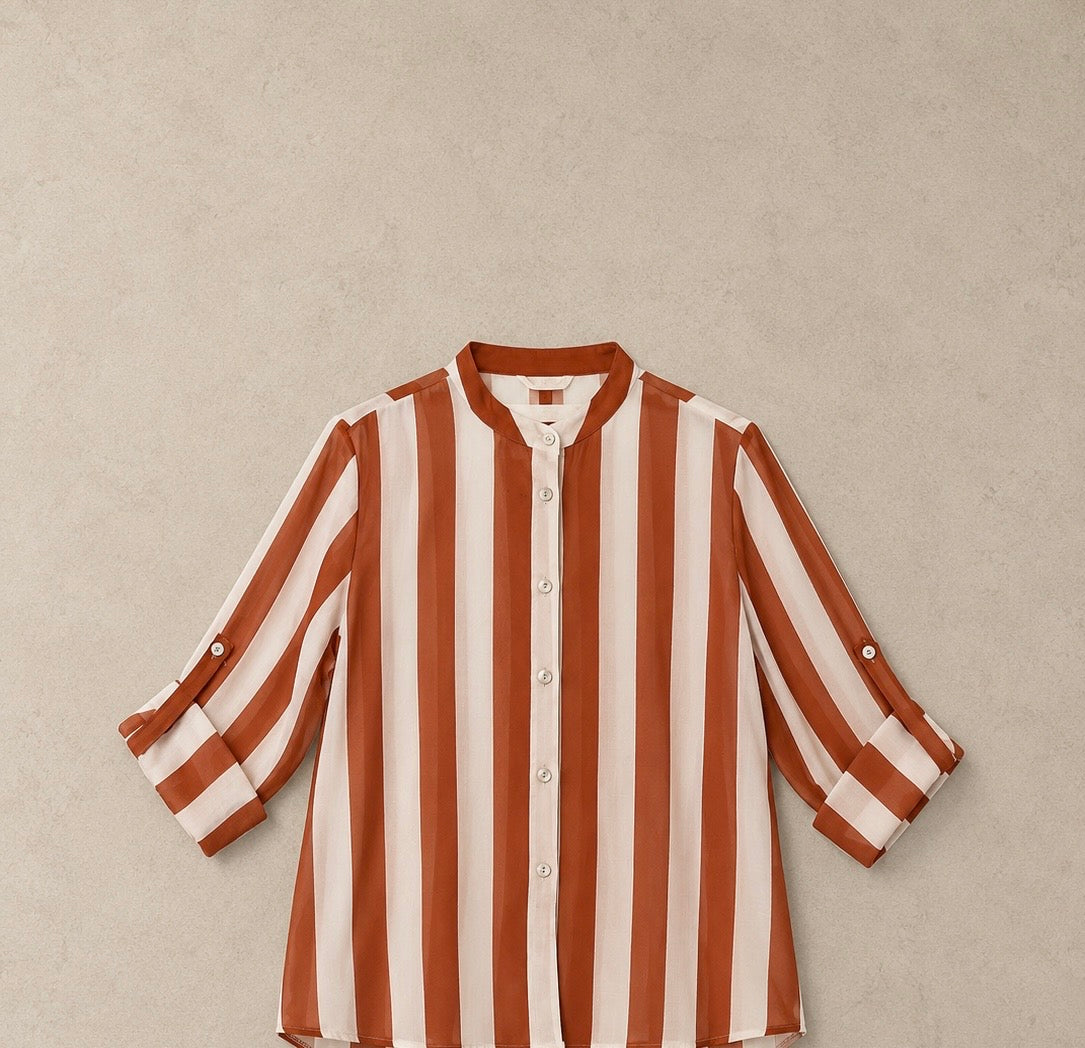 Camicia a righe ruggine
