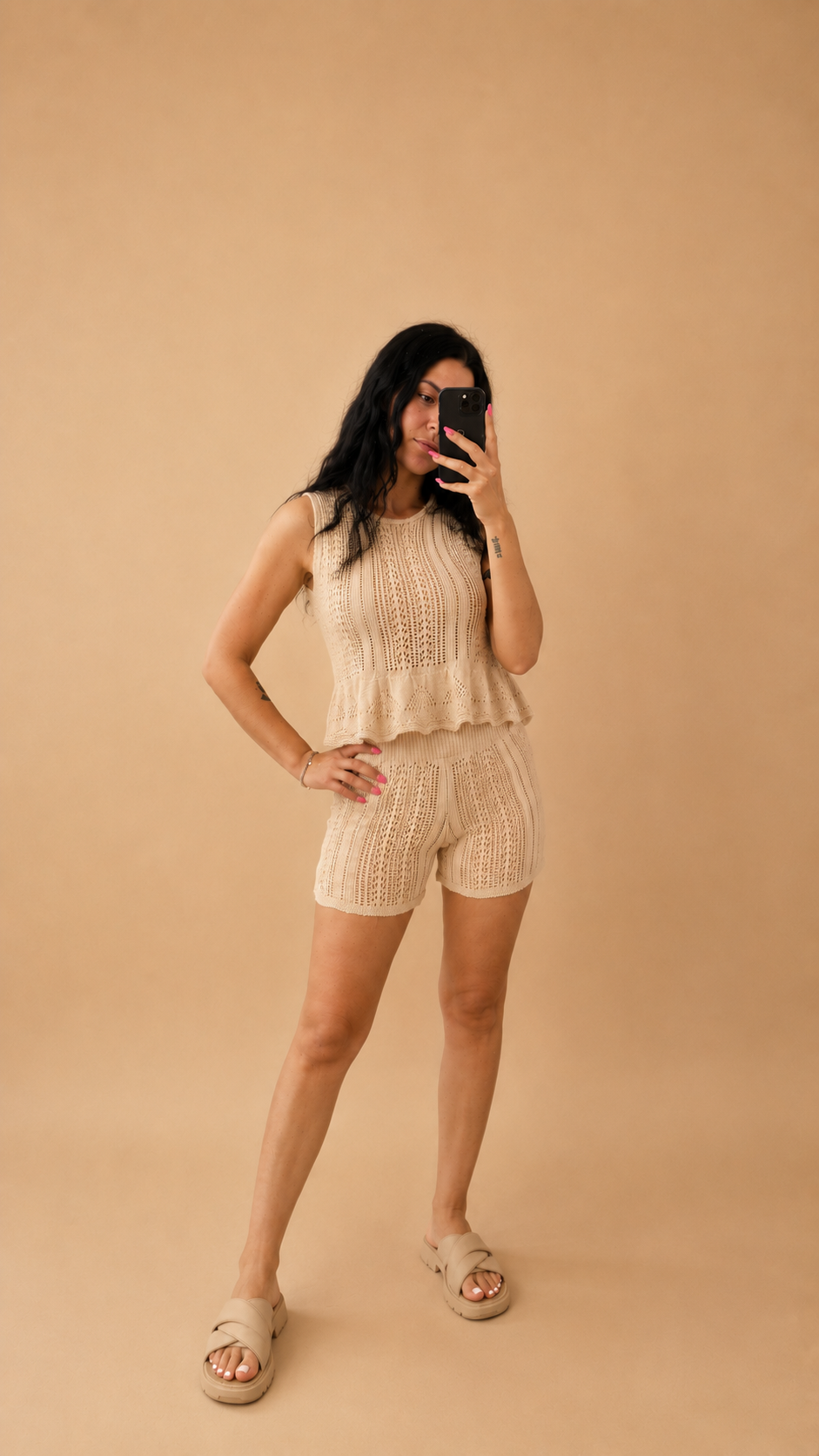Top+shorts traforato