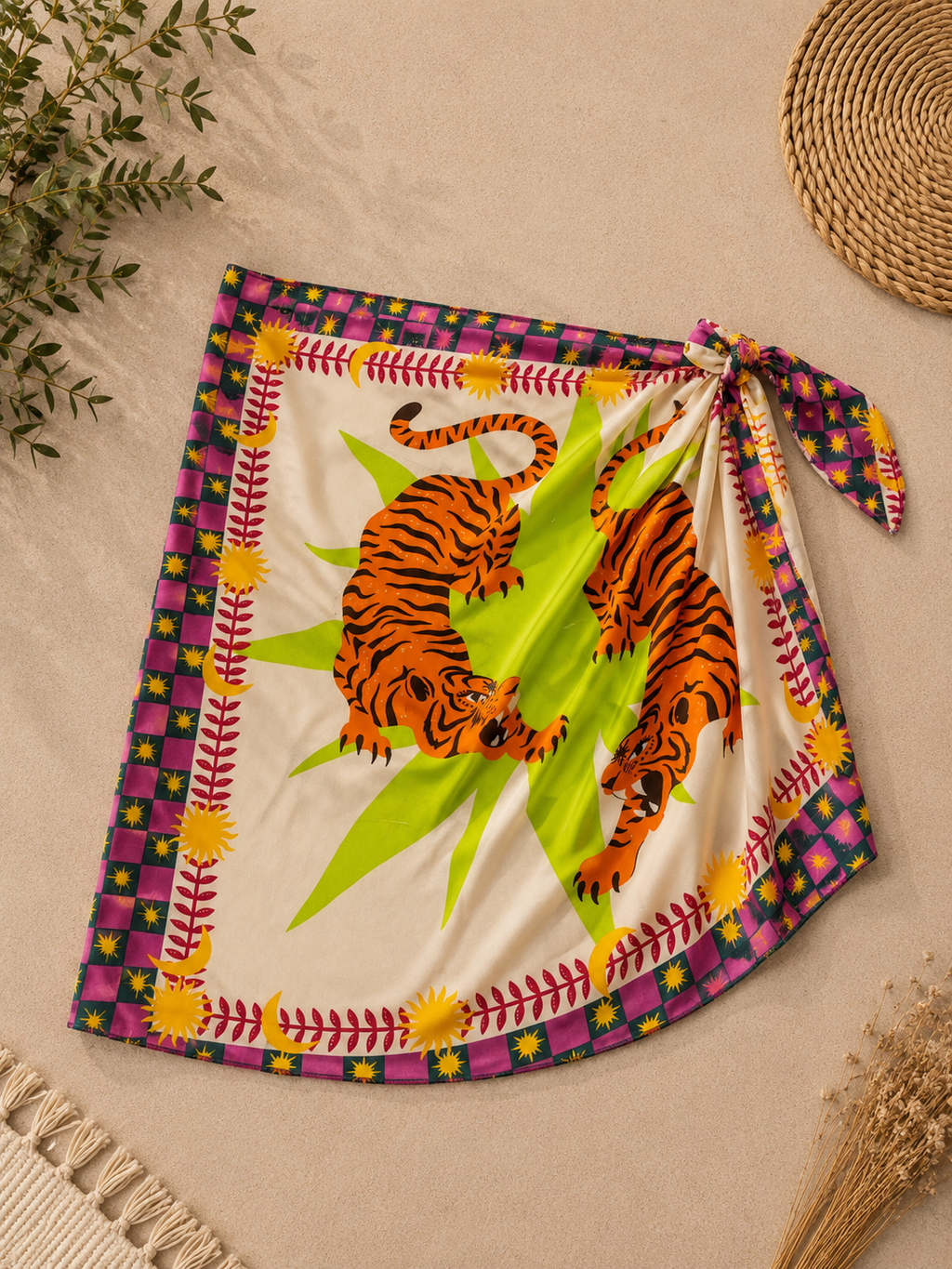 Gonna pareo con nodo laterale tigre