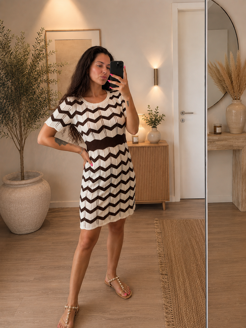 Abito zig zag marrone